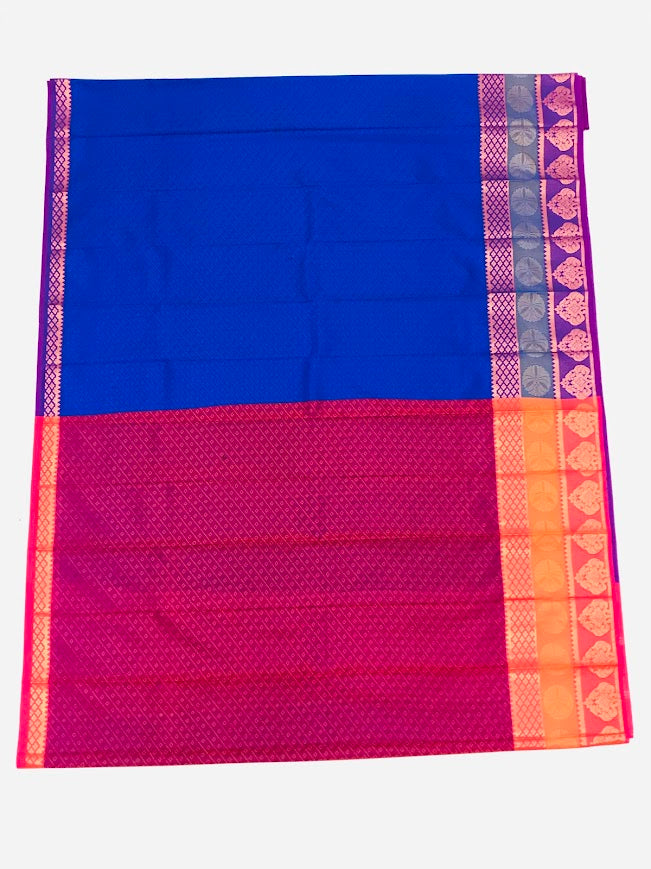 Elegant Blue Color Art Silk With Contrast Border Unique Design Saree For Women