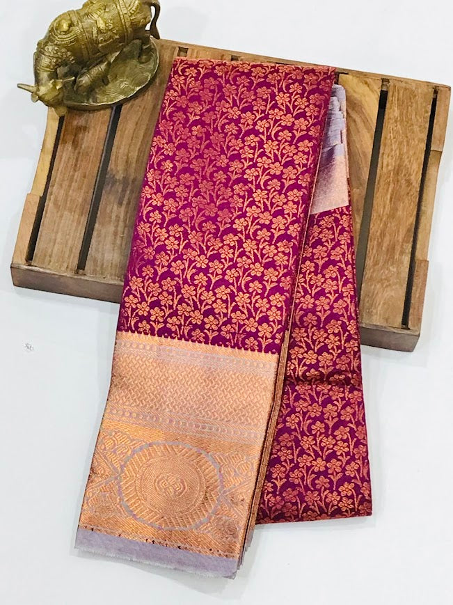 Attractive Purple Color Art Silk With Contrast Border Unique Design Saree In Near Me