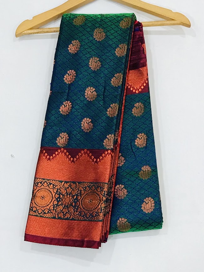 Alluring Peacock Color Art Silk With Contrast Border Unique Design Saree For Women In Near Me