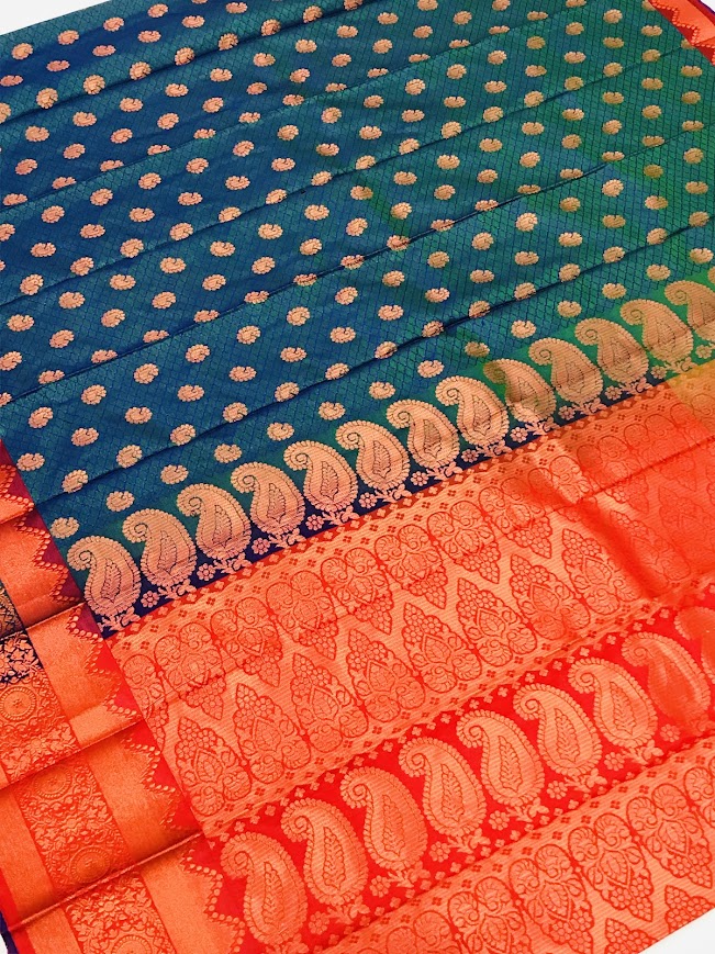 Alluring Peacock Color Art Silk With Unique Design Saree For Women In Tempe