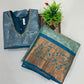 Blue And Green Color Art Silk With Zari And Stone Work Langa Sets In USA