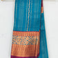  Teal Blue Color Art Silk With Contrast Border Unique Design Saree In USA