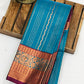 Teal Blue Color Art Silk With Contrast Border Unique Design Saree In Near Me