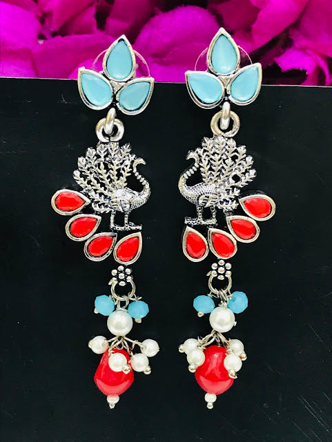 Beaded And Stone Work Earrings In Yuma