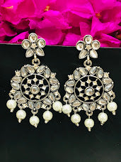 Attractive White Colored Oxidized Earrings For Women