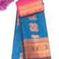 Attractive Blue Colored Art Silk Saree With Contrast Blouse For Women