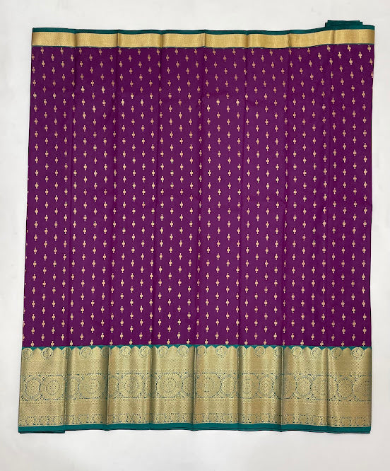 Dark Purple Color Pure Kanchi Silk With Gold Zari Work Saree In Yuma