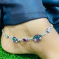 925 Antique Silver Multicolor Stone Anklet -11 Inches In Chandler