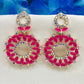 Elegant Pink Colored American Diamond Earring For Women 