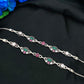 925 Antique Silver Multicolor Stone Anklet -11 Inches In USA