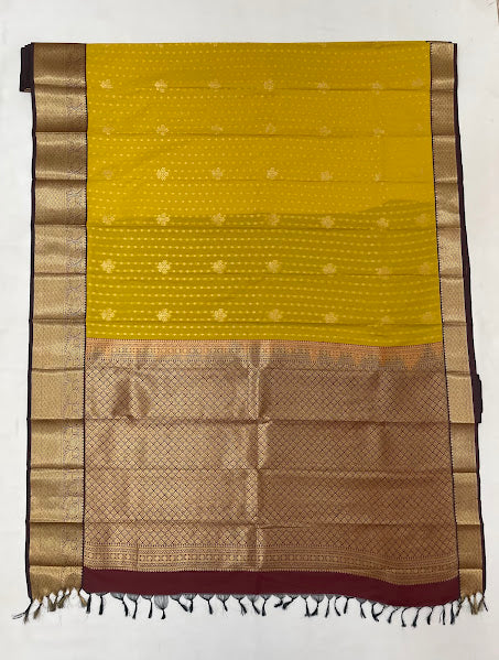 Yellow Color Pure Kanchi Silk With Gold Zari Work Saree In Chandler