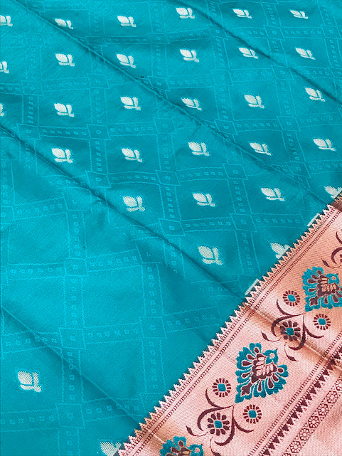  Rama Green Color Art Silk With Unique Design Saree In Yuma