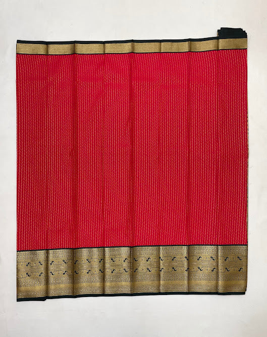 Red Color Pure Kanchi Silk With Gold Zari Work Saree In Yuma