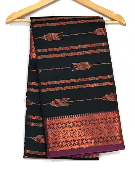 Black Color Art Silk With Contrast Border Unique Design Saree For Women Near Me 