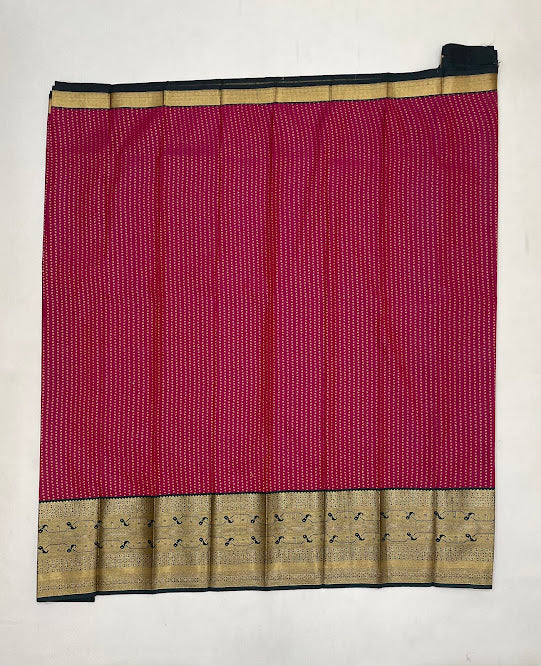 Pink Color Pure Kanchi Silk With Gold Zari Work Saree In Yuma
