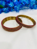 Gorgeous Maroon Color Gold Plated Designer Bangle Sets With Glitter And Lehar Shape