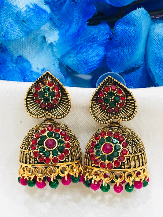 MultiColor Antique Gold Earrings For Women