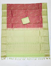 Red And Olive Green Color Pure Kanchi Silk Saree In Tempe