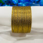Lovely Glittery Gold Plated Designer Party Wear Thin Metal Bangle Sets