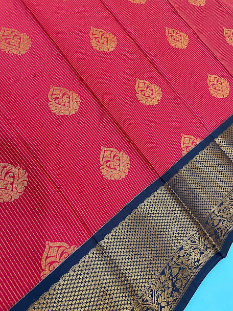 Red Color Pure Kanchi Silk With Gold Zari Work Saree In Yuma