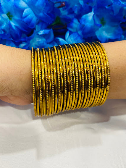 Gold Plated Partywear Thin Bangles With Plain Running Dots Near Me