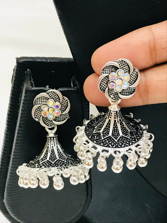 Alluring Silver Color Oxidized Earrings For Women