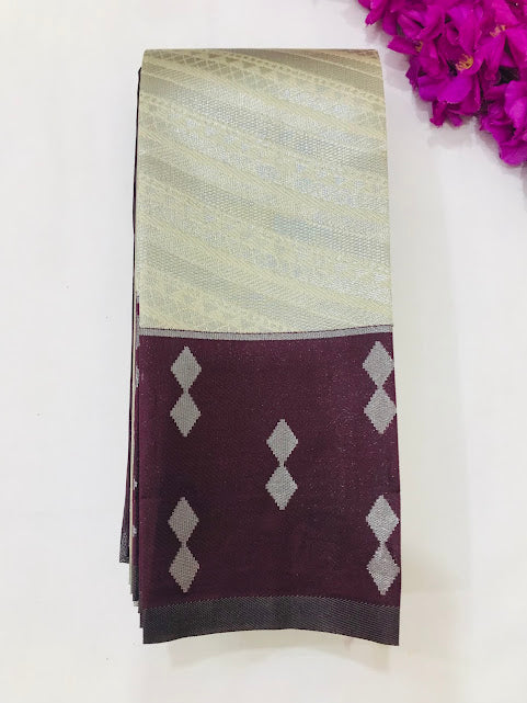 Attractive White Colored Soft Silk Saree For Women