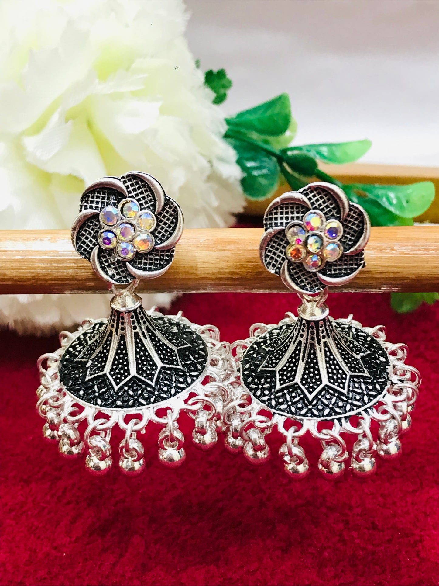 Alluring Silver Color Oxidized Earrings For Women Near Me 