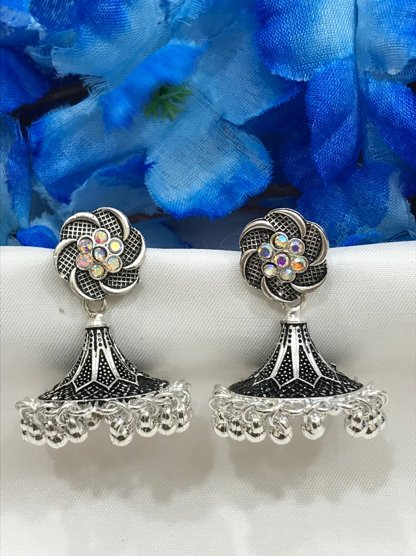 Alluring Silver Color Oxidized Earrings For Women In Yuma