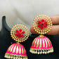 Attractive Pink Color Gold Plated Earrings