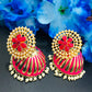 Attractive Pink Color Gold Plated Earrings In USA