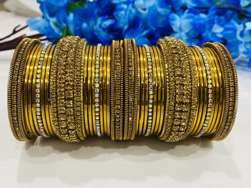 Mesmerizing Antique Gold Heavy Designed Wedding Bangles