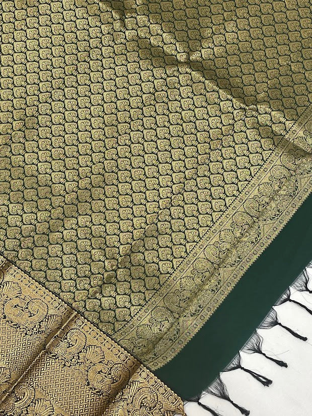 Yellow Color Pure Kanchi Silk With Gold Zari Work Saree In Arizona