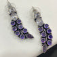 Violet Color Stone Studded Sterling Silver Plated Oxidized Stud Earrings Near Me