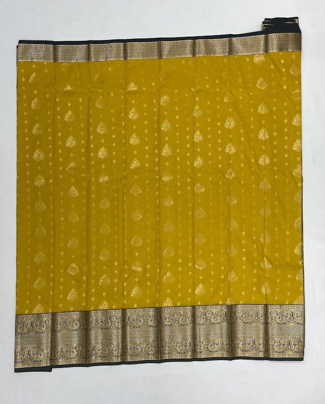 Attractive Yellow Color Pure Kanchi Silk Saree In Suncity