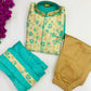Appealing Sky Blue Color Silk Cotton Kids Kurta Near Me