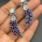 Lovely Violet Color Stone Studded Sterling Silver Plated Oxidized Stud Earrings