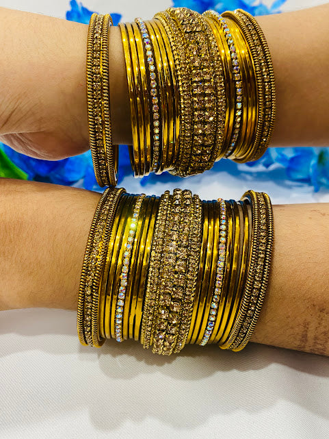 Antique Gold Heavy Designed Bangles In Yuma