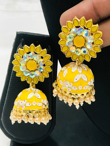 Alluring Yellow Color Gold Plated Earrings