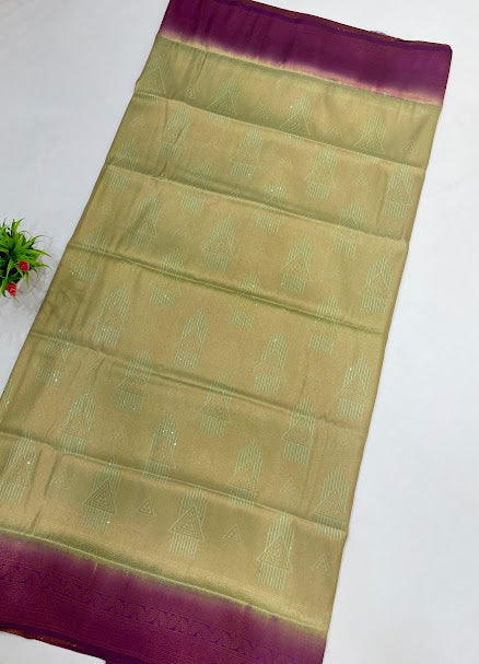 Green Color Soft Silk With Zari Work Saree For Women In USA