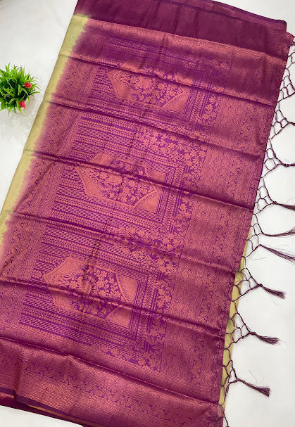 Green Color Soft Silk With Zari Work Saree In Chandler