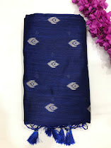 Gorgeous Ink Blue Color Raw Silk Saree With Zari Work For Women