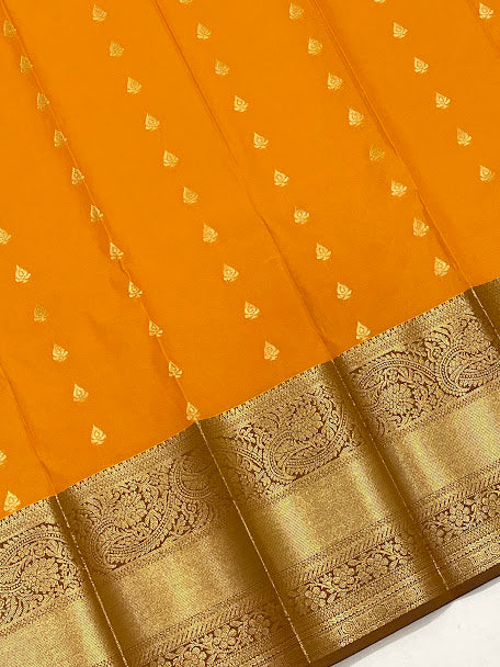 Fabulous Yellow Color Pure Kanchi Silk Saree In Chandler 