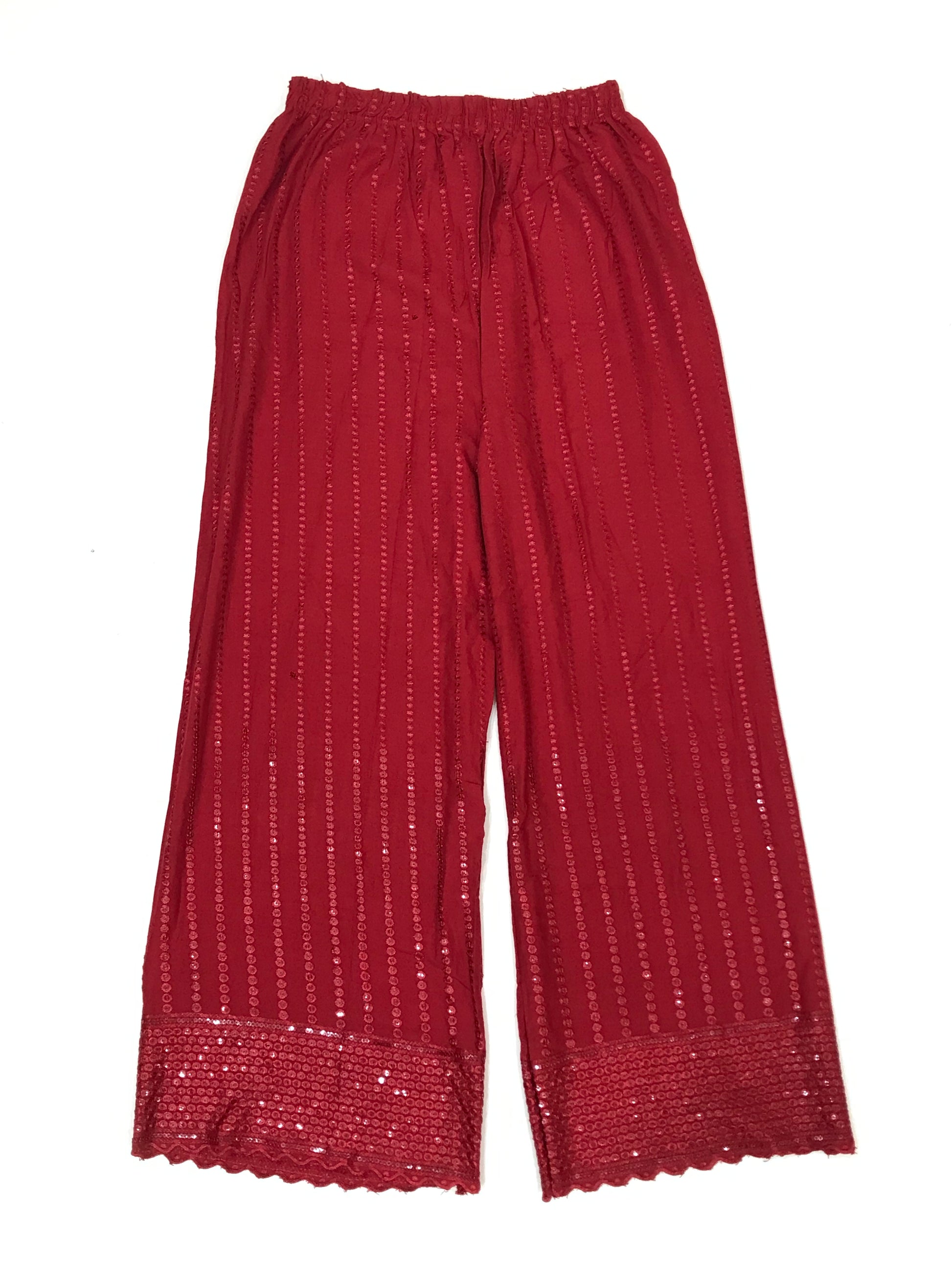 Charming Maroon Colored Cotton Blend Sequins Work Palazzo Pant For Women