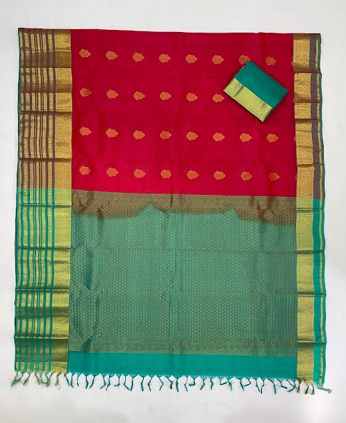 Red Color Pure Kanchi Silk With Work Saree In Yuma