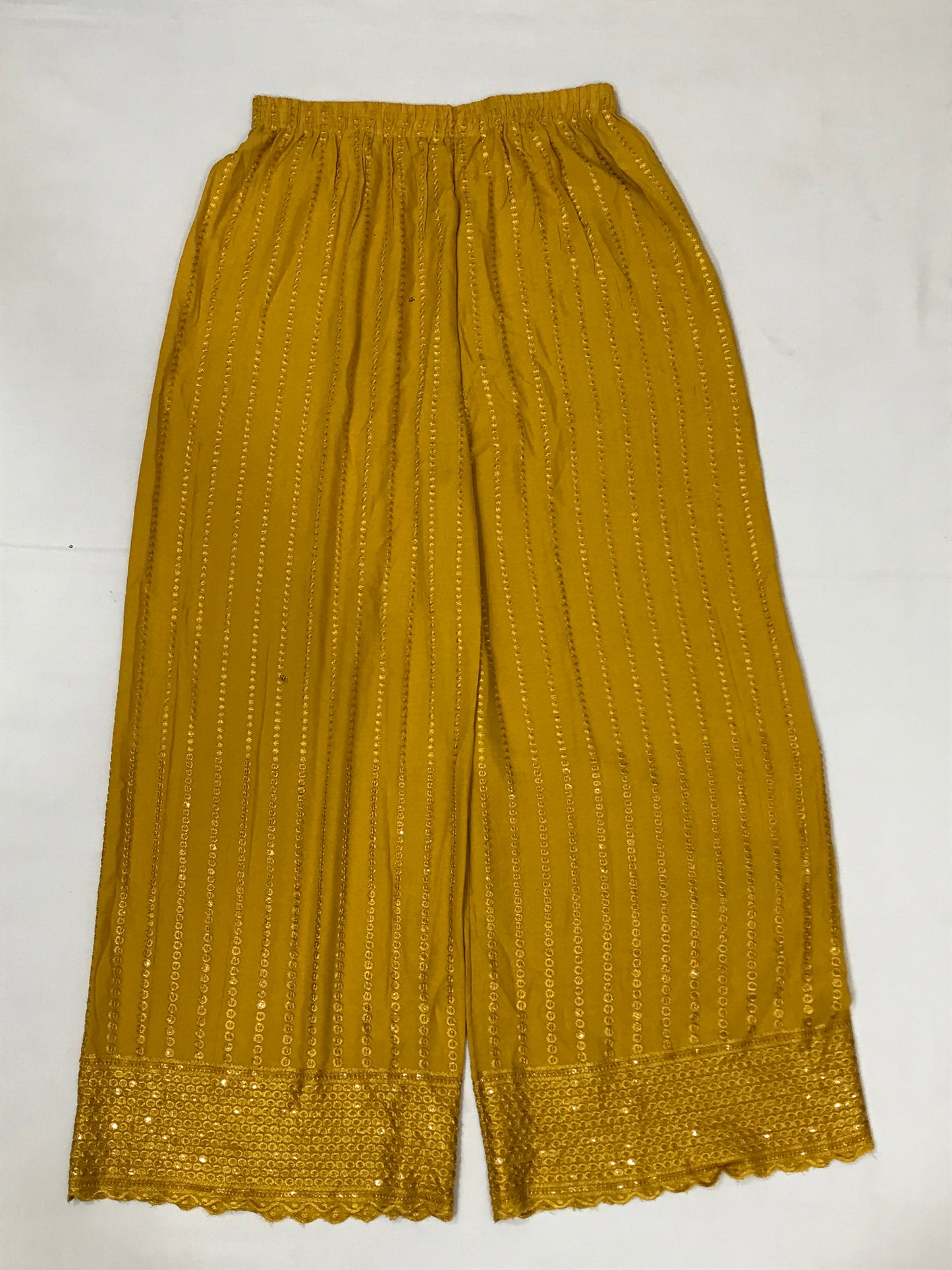 Alluring Yellow Colored Cotton Blend Sequins Work Palazzo Pant For Women