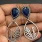 Blue Color AD Stone Beaded Silver Plated  Oxidized Earrings near Me