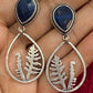 Blue Color AD Stone Beaded Silver Plated Round Shaped Light weight Oxidized Earrings in USA