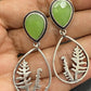 Olive Green Color AD Stone Studded Silver Plated Light Weight Oxidized Earrings Near Me