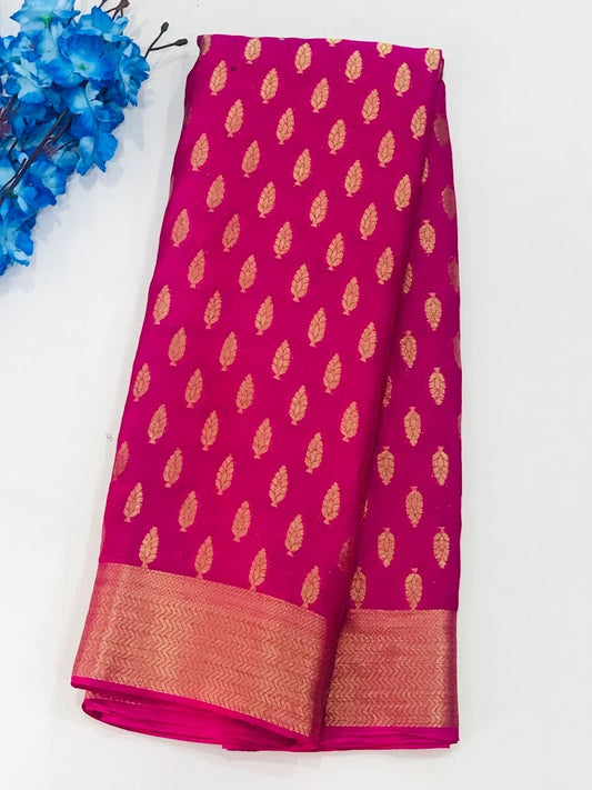 Beautiful Fancy Printed Rani Pink Color Georgette Saree For Women